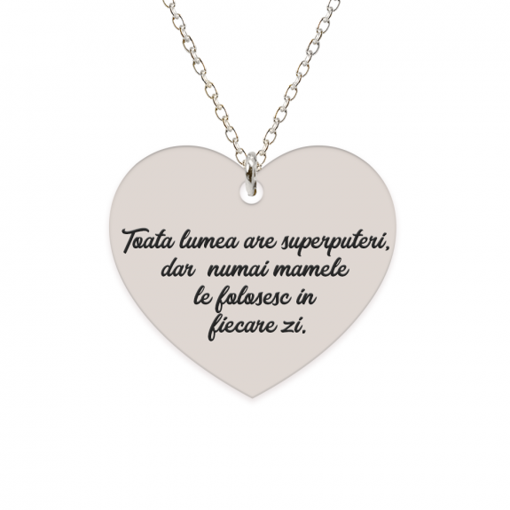 Colier argint inimioara 20 mm - personalizata cu text Colier argint inimioara 20 mm - personalizata cu text